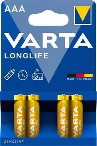 Batterie, AAA (Mikrostift), 4 Stück pro Packung, VARTA „Longlife Extra“